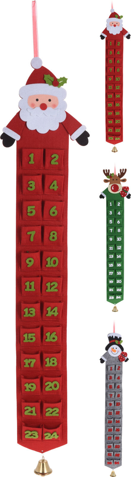 Calendario dell'Avvento da 97 cm con taschine numerate per conto alla rovescia natalizio - DeMatteis.it