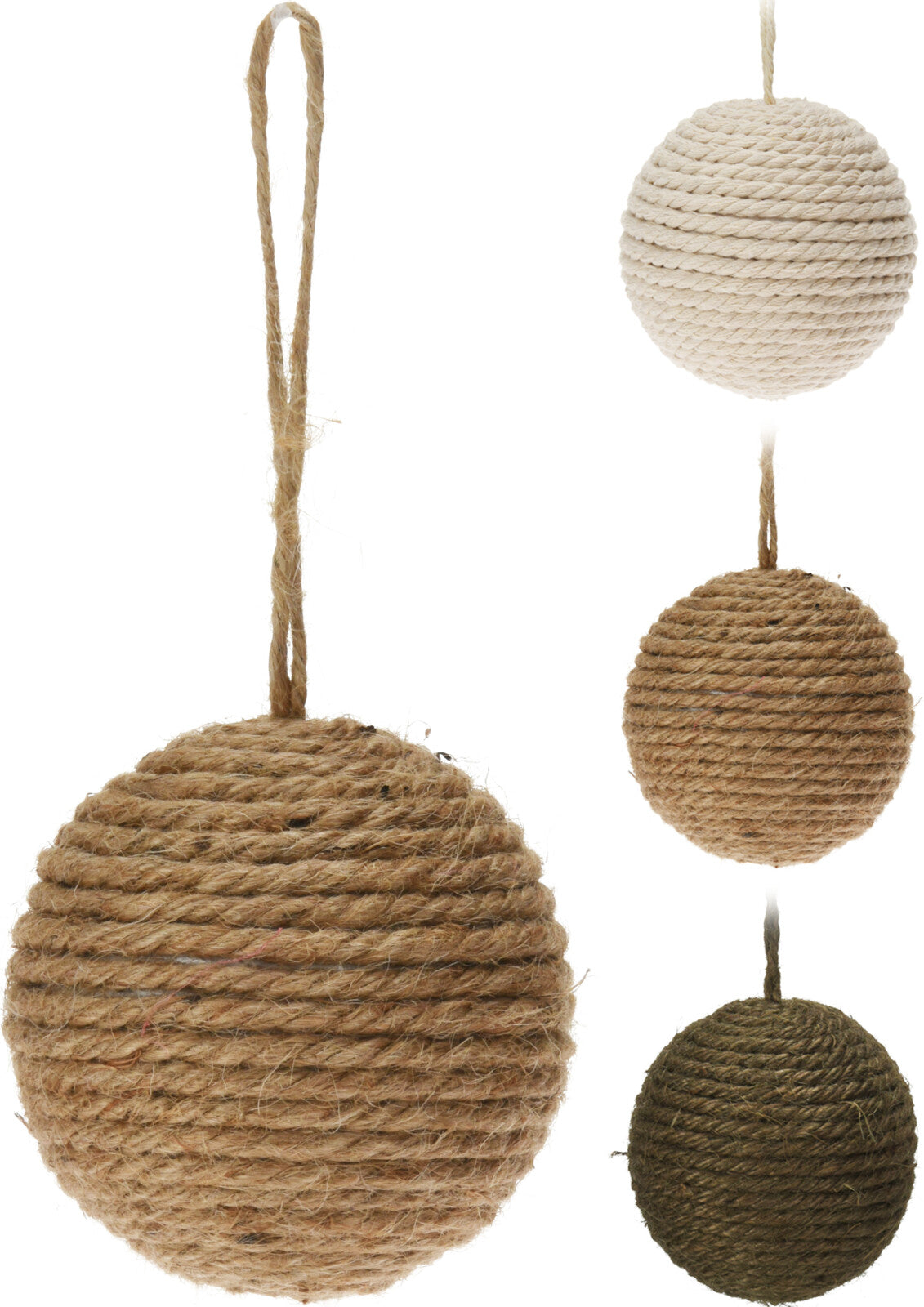 Pallina di Natale in iuta 9 cm decorazione natalizia con cordino per appendere - DeMatteis.it