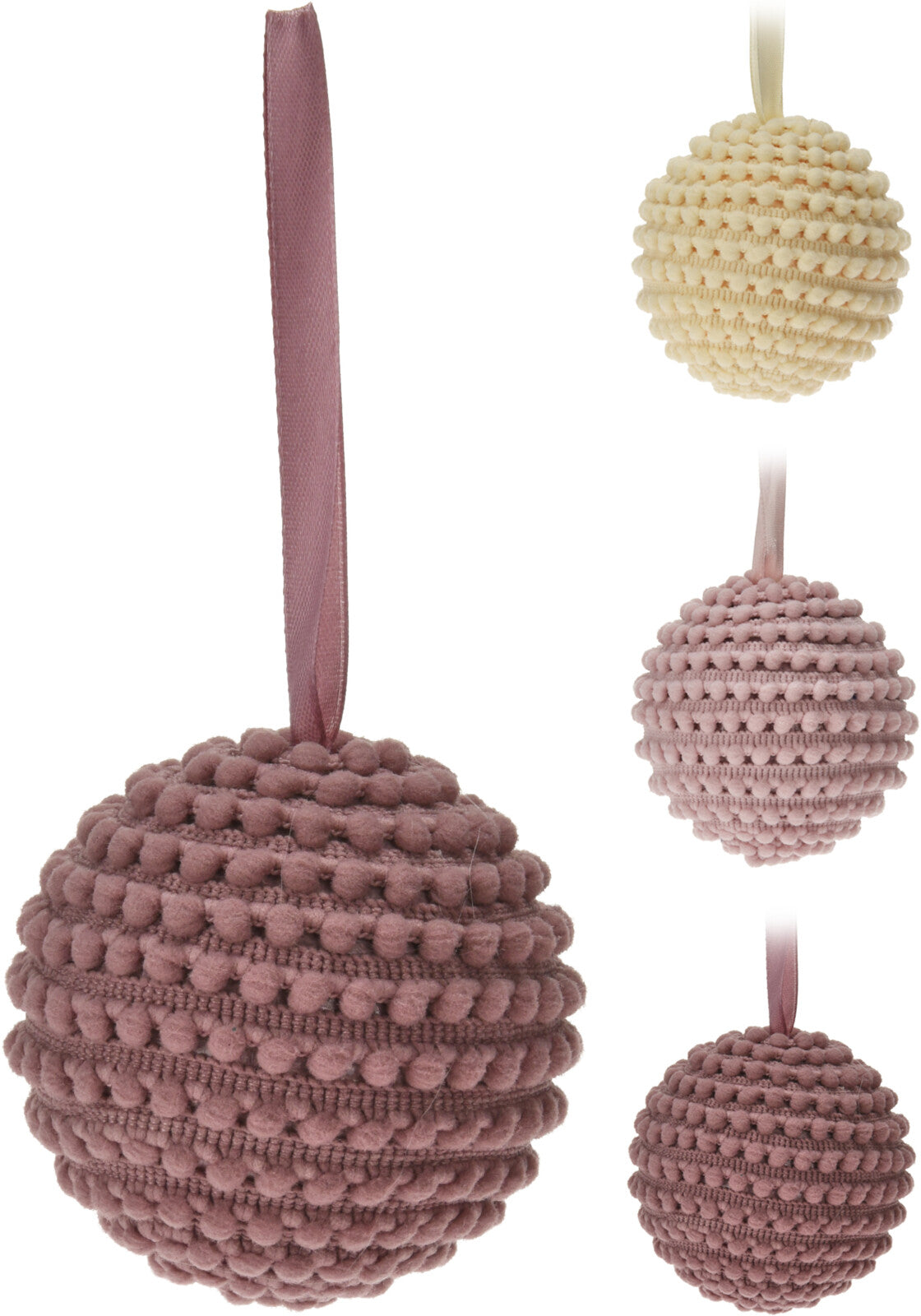 Pallina di Natale rosa da 9 cm decorazione natalizia con nastro per albero - DeMatteis.it