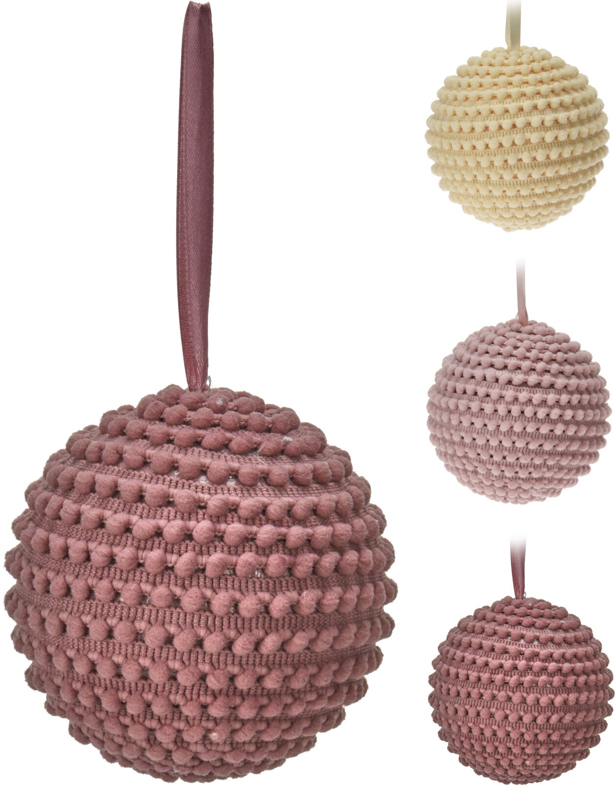 Pallina di Natale Rosa 11 cm decorazione natalizia con texture a rilievo per albero - DeMatteis.it