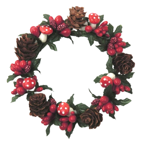 Corona Pigne E Funghi Rossi D 11 Cm