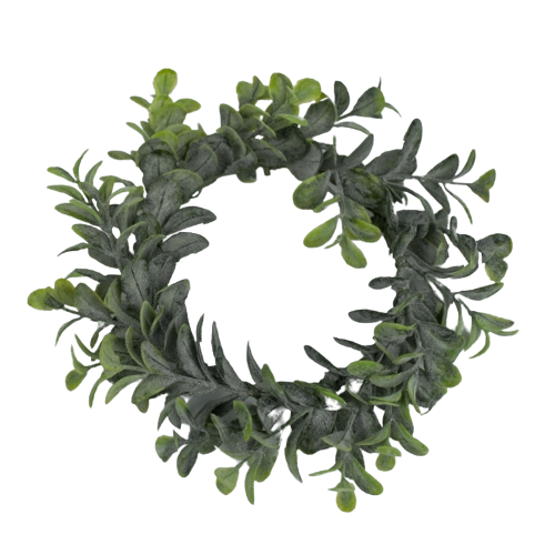 Corona Foglie Ghiacciate Verdi D 13 Cm