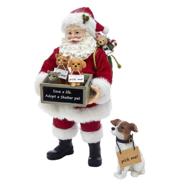 Babbo Natale Con Cagnolini decorazione natalizia Kurt S. Adler per adozione animali rifugio - DeMatteis.it