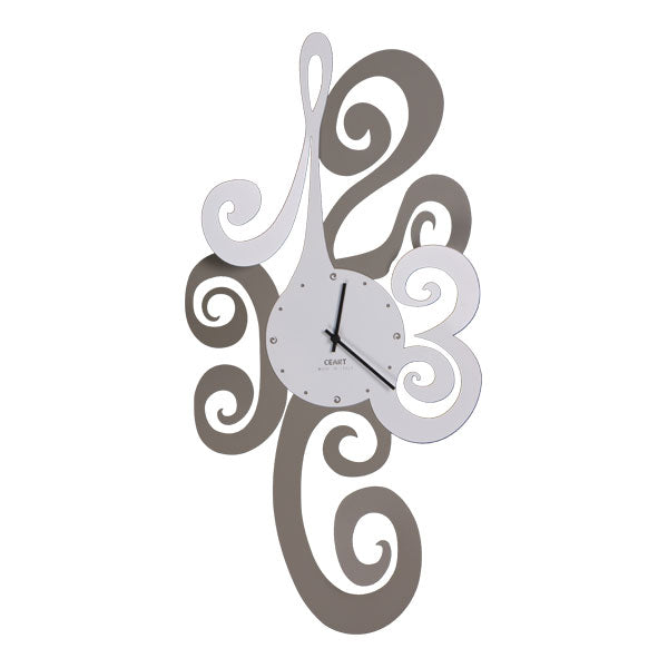 Orologio Ricciolo Tortora Bianco 35X69 Cm