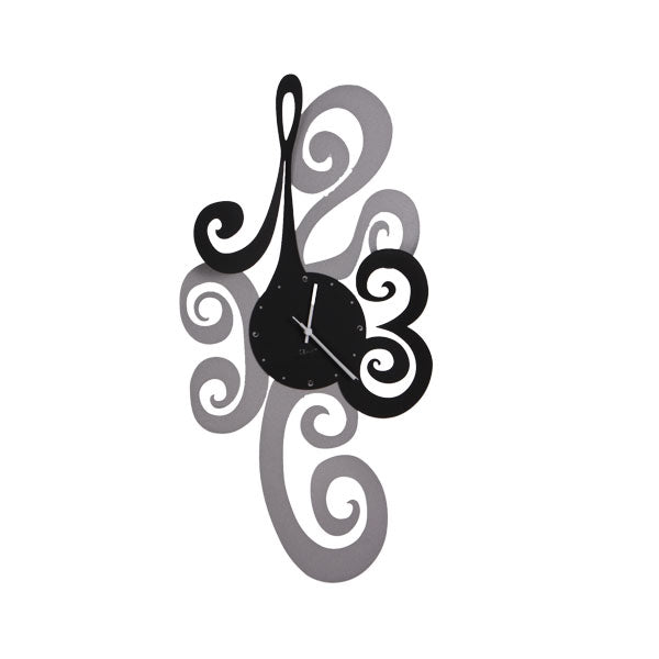 Orologio Ricciolo Argento Nero 35X69 Cm