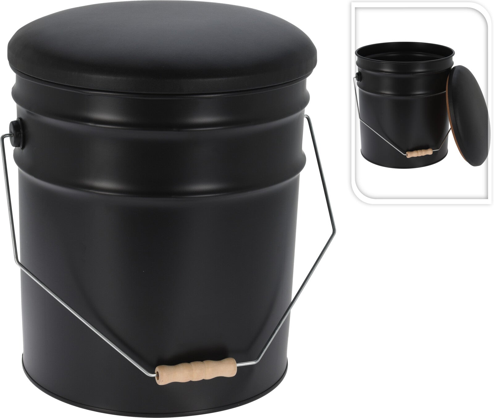 Pouf Contenitore Nero 34 Cm