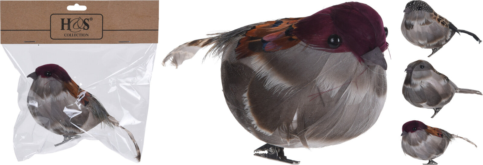 Uccellino decorativo con clip 16 x 7 cm per decorazioni natalizie e addobbi - DeMatteis.it