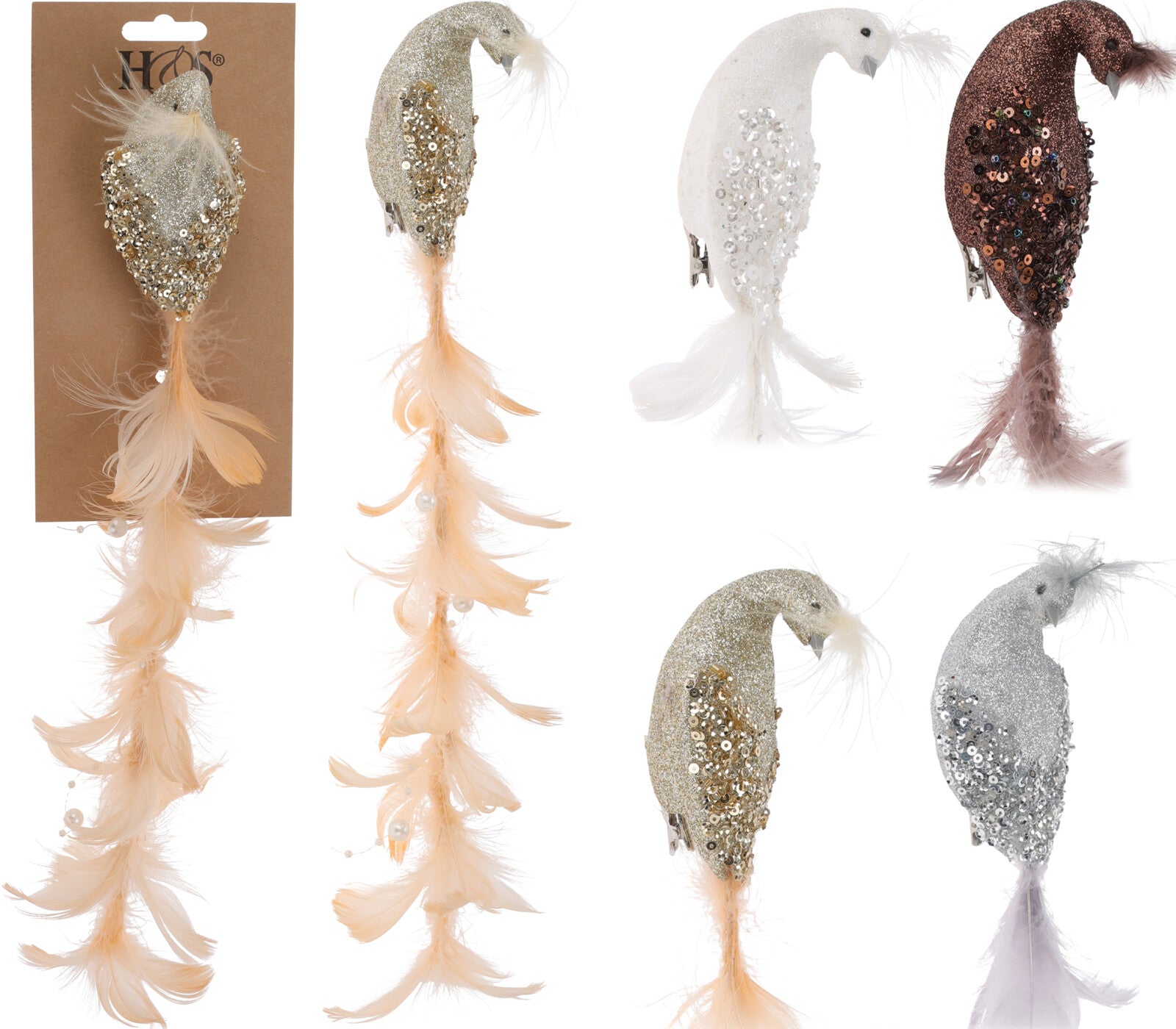 Pavone decorativo con clip da 35 cm per decorazioni natalizie e ornamentali - DeMatteis.it