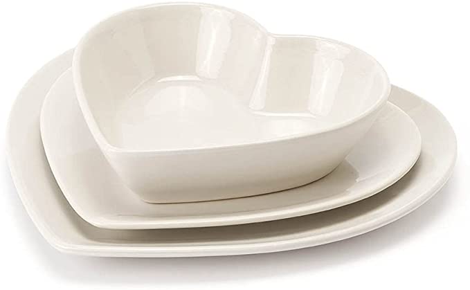 Servizio 18 Piatti A Forma Di Cuore Bianco