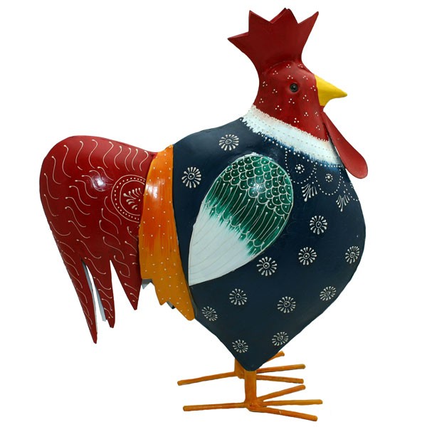 Gallo Colorato Metallo 43X34X12 Cm