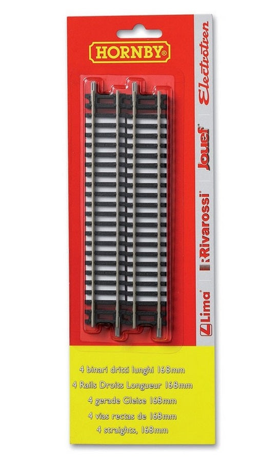 Binari Dritti Set 4 Hornby per modellismo ferroviario, lunghezza 168 mm, confezione da 4 pezzi - DeMatteis.it