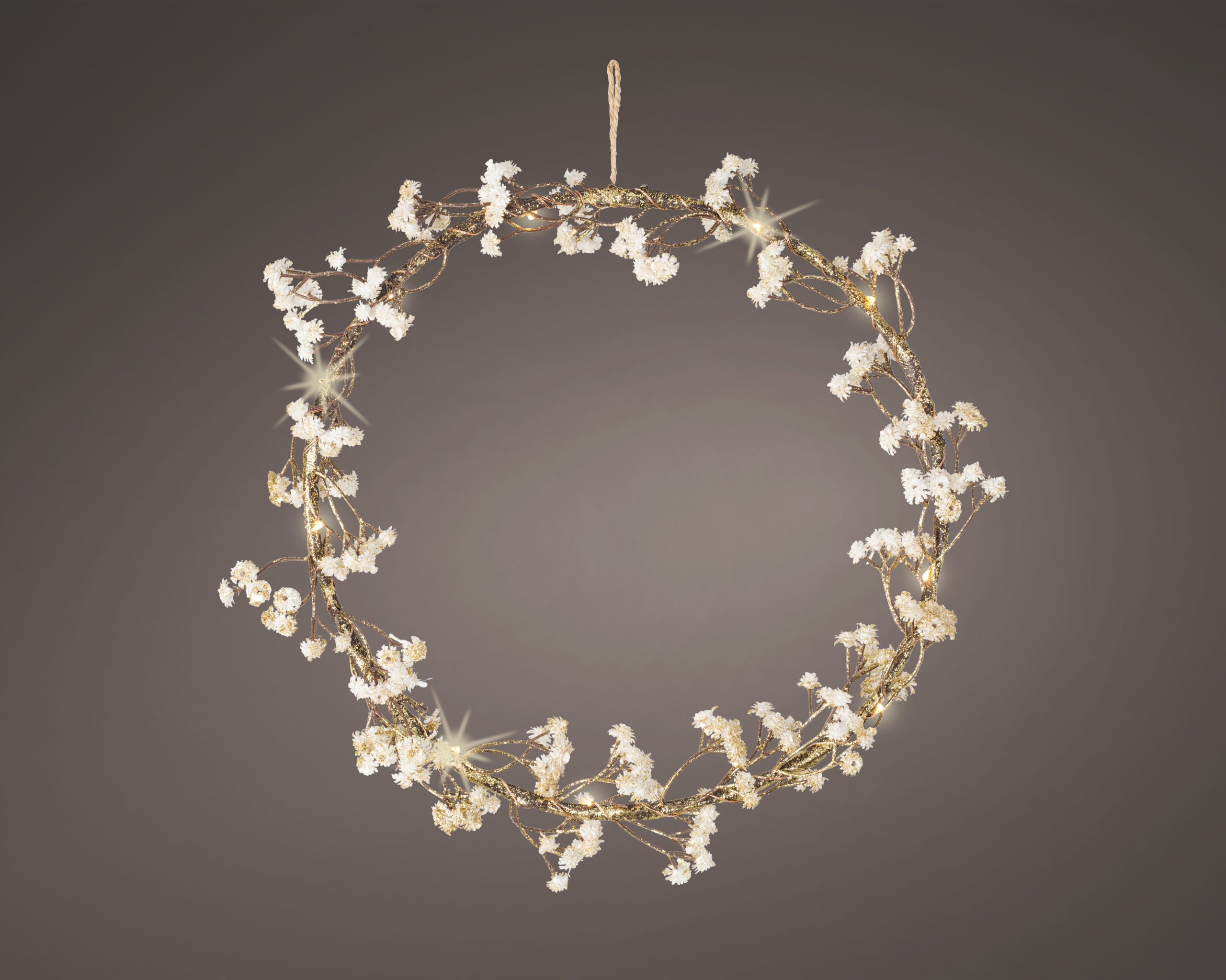 Ghirlanda Natalizia Luminosa Con Fiori decorazione per feste natalizie diametro 26 cm con luci LED integrate - DeMatteis.it