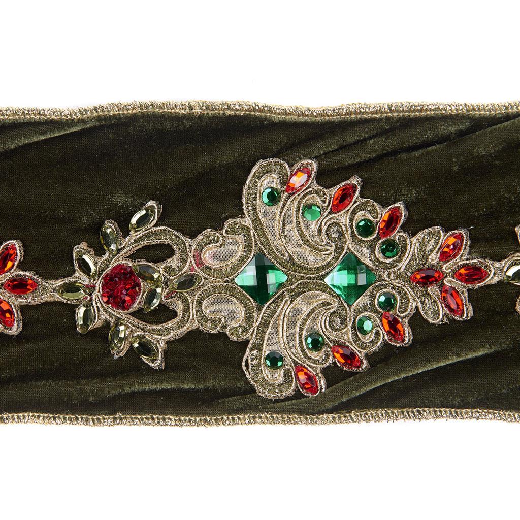 Nastro Velluto Verde con Perle decorativo per confezioni regalo altezza 10 cm lunghezza 455 cm - DeMatteis.it