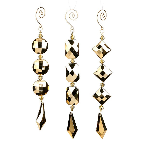Pendente Gioielli Oro decorativo da 24 cm per addobbi natalizi set 3 pezzi con forme geometriche - DeMatteis.it