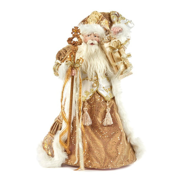 Royal Santa Doll Gold figura decorativa natalizia da 46 cm per addobbi natalizi - DeMatteis.it