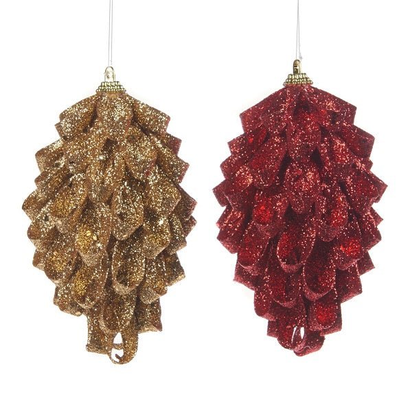 Pendente Pigna Colorata 15 cm decorazione natalizia glitterata per albero di Natale - DeMatteis.it