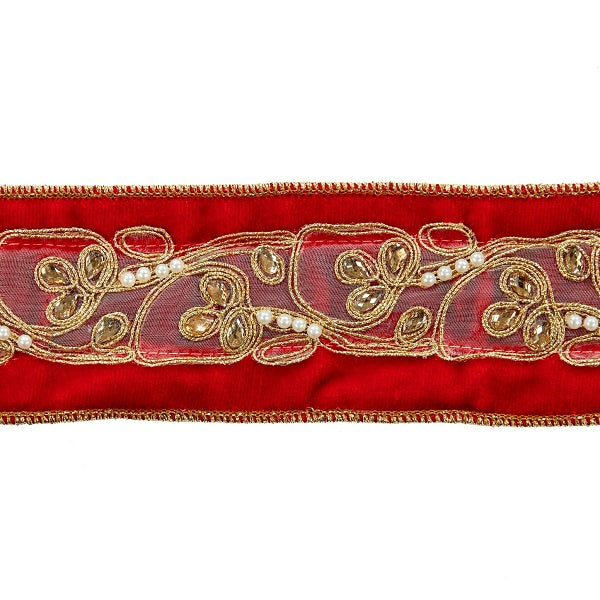Nastro Rosso Raso Con Gioelli 6 Cm 455 Cm