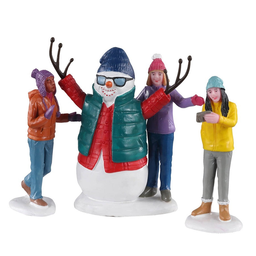 Snowman Selfie Set Of3 Lemax set di tre figurine natalizie per villaggi decorativi di Natale - DeMatteis.it