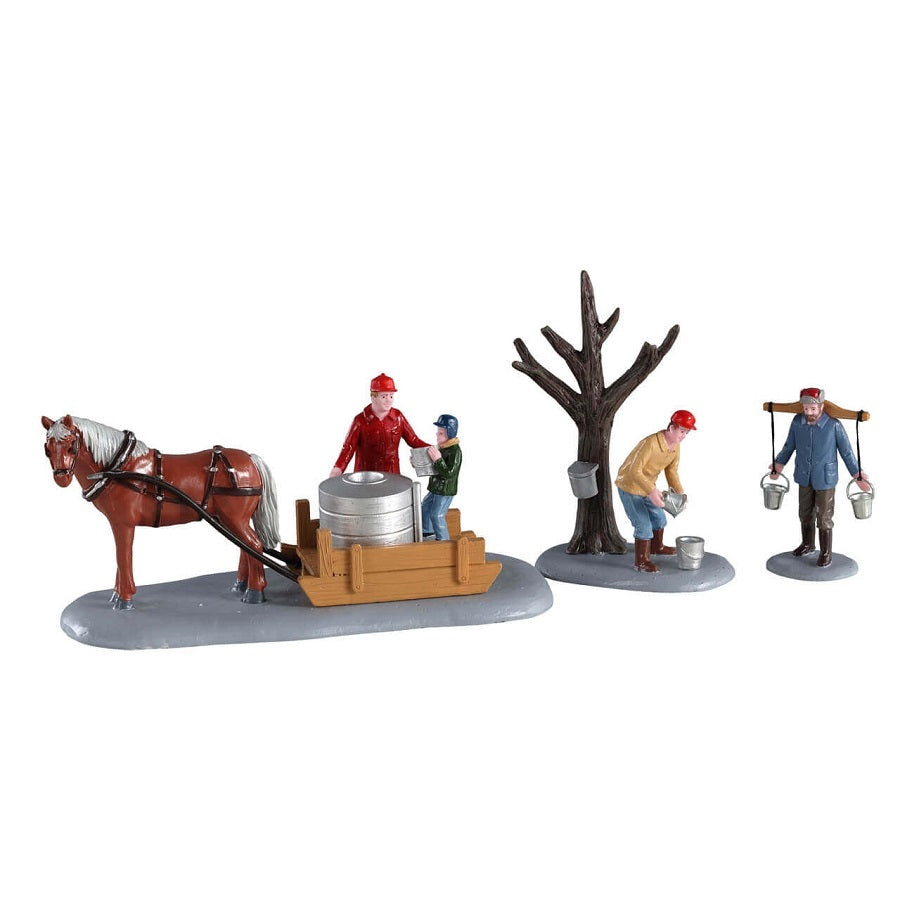 Maple Syrup Season Set Of3 Lemax figurine decorative per villaggi di Natale con cavallo, personagini e accessori - DeMatteis.it