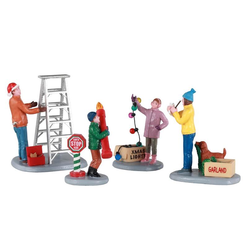 Getting Ready To Decorate Set Of 4 Lemax figurine natalizie per villaggio di Natale set di 4 personaggi decorativi - DeMatteis.it