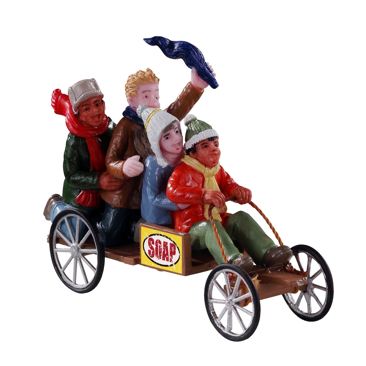 Go-Cart Racing Lemax figurina decorativa per villaggi natalizi con carrello a pedali e personaggi - DeMatteis.it