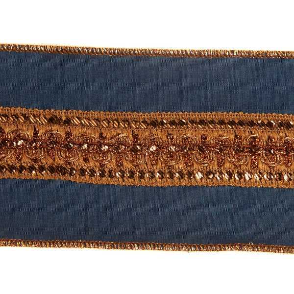 Nastro Blu Decoro Copper nastro decorativo con bordatura color rame altezza 10 cm lunghezza 5 yard per decorazioni - DeMatteis.it