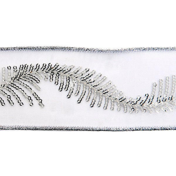 Nastro Silver Whiter decorativo largo 6,4 cm lungo 910 cm per decorazioni natalizie e confezioni regalo - DeMatteis.it