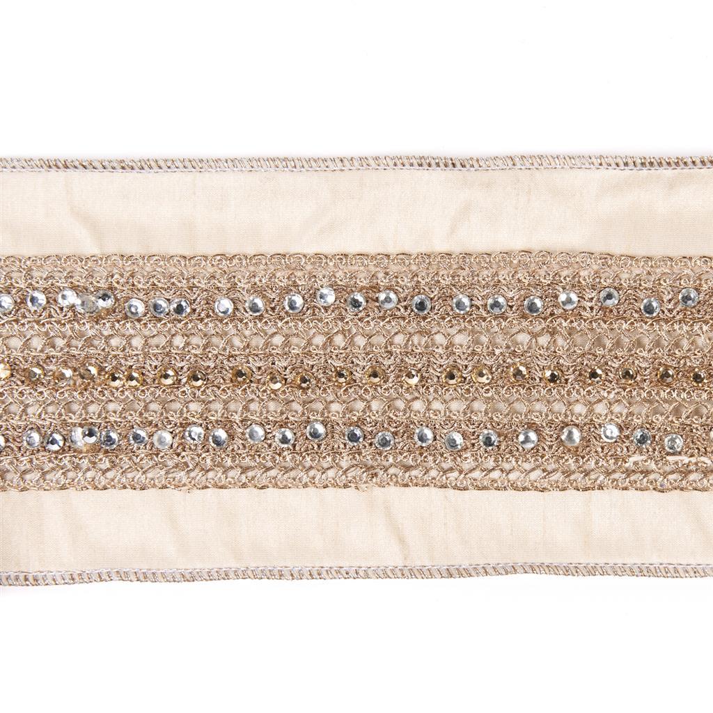 Nastro Jewel Trim Crema decorativo con strass altezza 10,2 cm lunghezza 4,5 m per decorazioni - DeMatteis.it