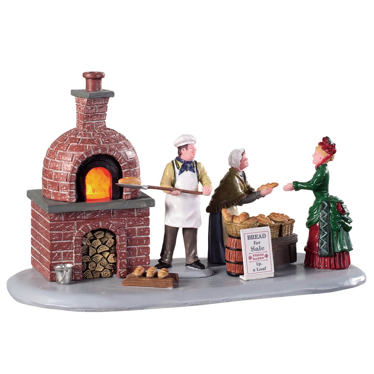 Bread Bakers Lemax set decorativo natalizio con forno per pane e personaggi per villaggio di Natale - DeMatteis.it