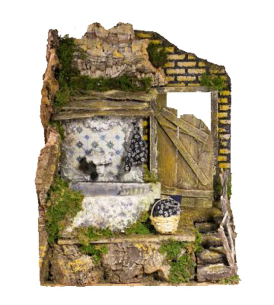 Lavatoio Presepe ambientazione artigianale per presepe con struttura in muratura e accessori tradizionali - DeMatteis.it