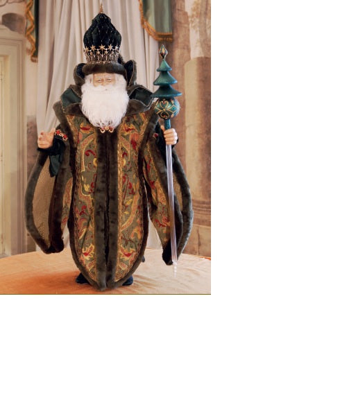 Babbo Natale Around The Christmas figura decorativa natalizia in velluto damascato con pelliccia e accessori tradizionali - DeMatteis.it