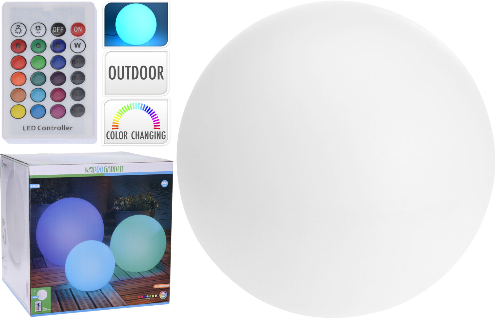 Lampada Sfera Da Giardino Led 40 Cm Rgb