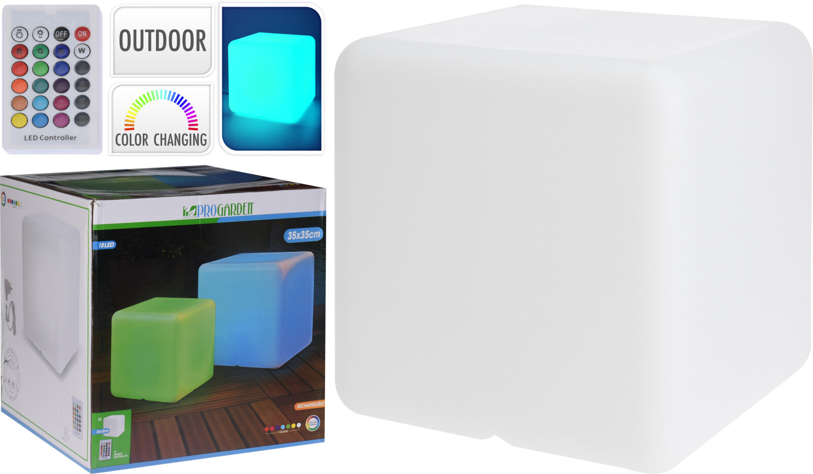 Lampada Cubo Da Giardino Led 35 Cm Rgb