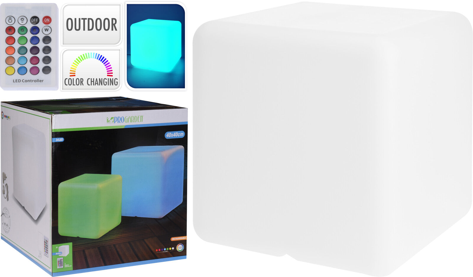 Lampada Cubo Da Giardino Led 40 Cm Rgb