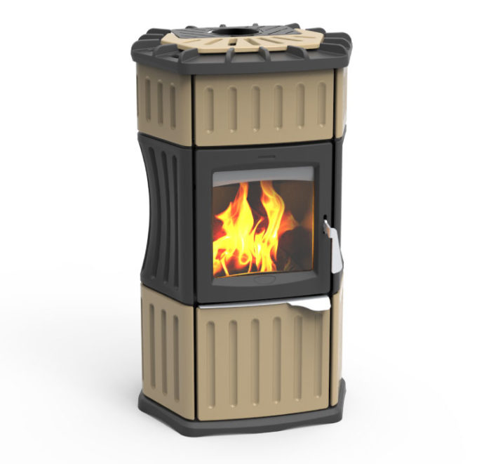 Lincar Stufa Legna Monella 184 stufa a legna per riscaldamento domestico modello beige lucido - DeMatteis.it
