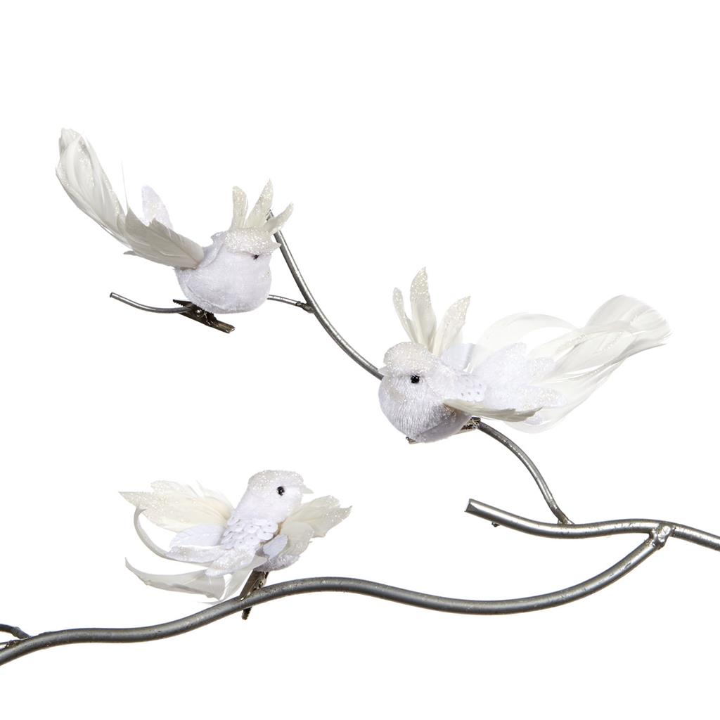 Uccellino Con Clip decorativo da 13 cm per addobbi natalizi tema winter frost - DeMatteis.it