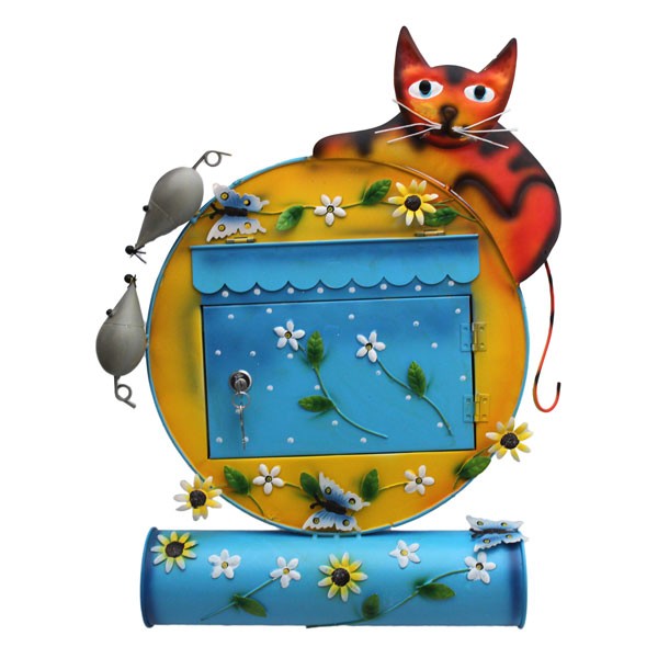 Cassetta Lettere Metallo Gatto Con Topolini