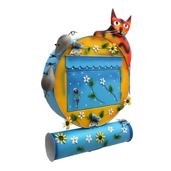 Cassetta Lettere Metallo Gatto Con Topolini