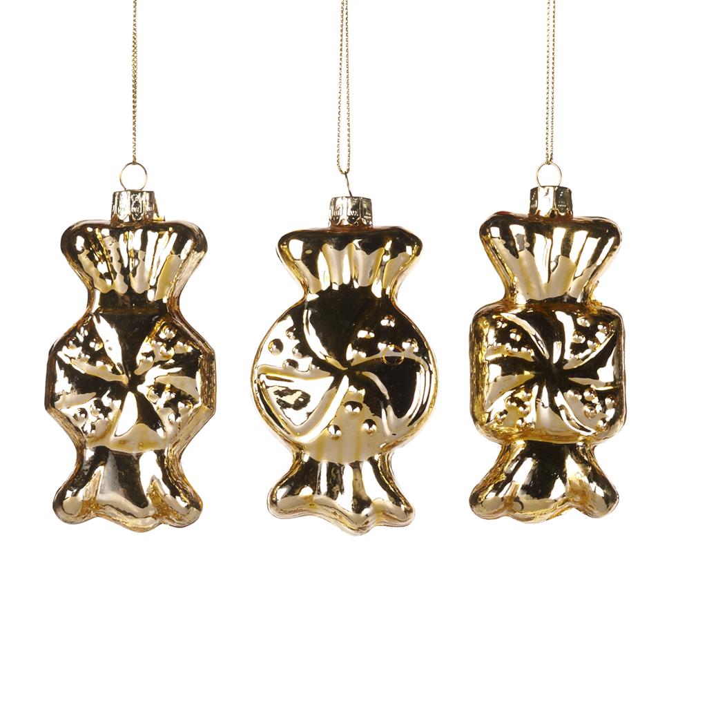 Pendente Glass Swirl Candy oro decorativo natalizio da 10 cm per albero di Natale - DeMatteis.it