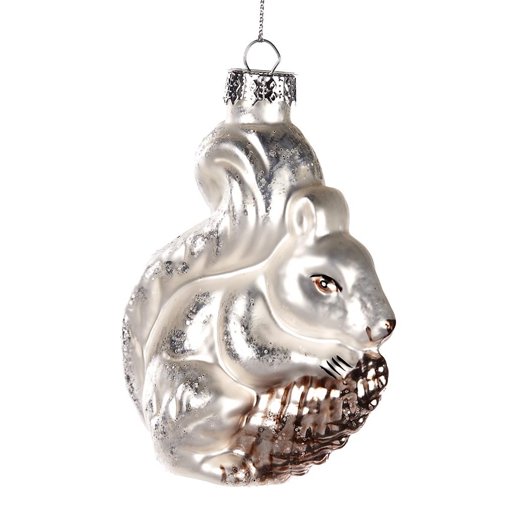 Pendente Vetro Scoiattolo 10 cm ornamento natalizio decorativo con gancio metallico - DeMatteis.it