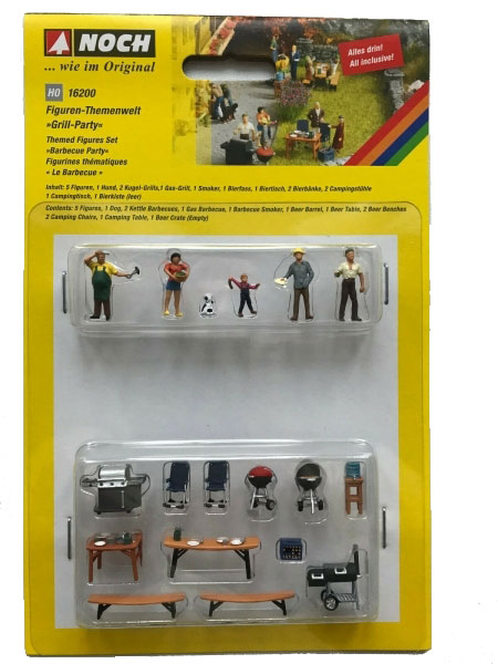 Personaggi Con Barbecue Noch Set con 5 figure e accessori per grigliata in miniatura per modellismo ferroviario scala HO - DeMatteis.it