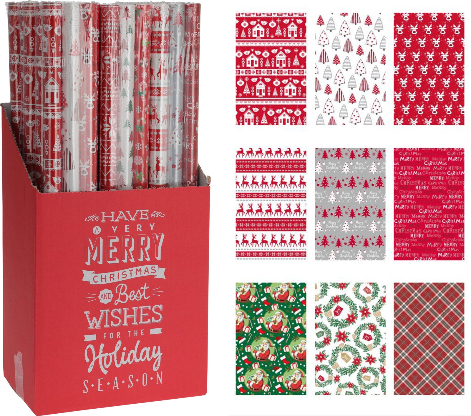 Set 3 rotoli carta regalo natalizi 150x70 cm per confezionamento doni con fantasie natalizie - DeMatteis.it