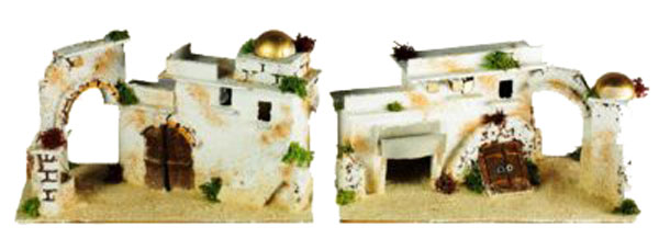 Presepe Casa Araba Con Arco ambientazione natalizia artigianale Rossi Rosa per scene della natività - DeMatteis.it