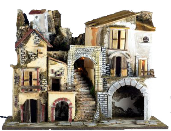Villaggio Presepe artigianale italiano per scenografie natalizie tradizionali - DeMatteis.it