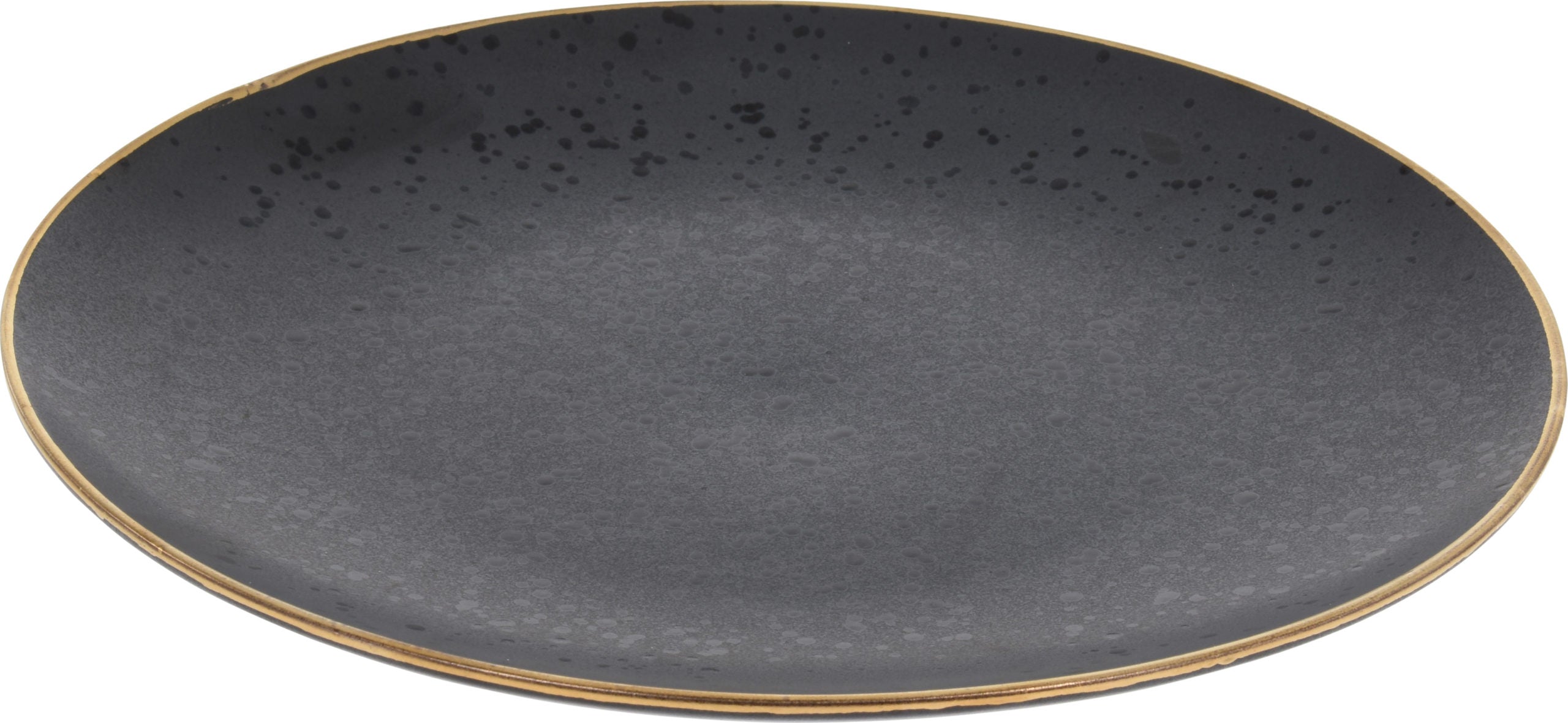Piatto 28 Cm Nero Con Bordo Oro