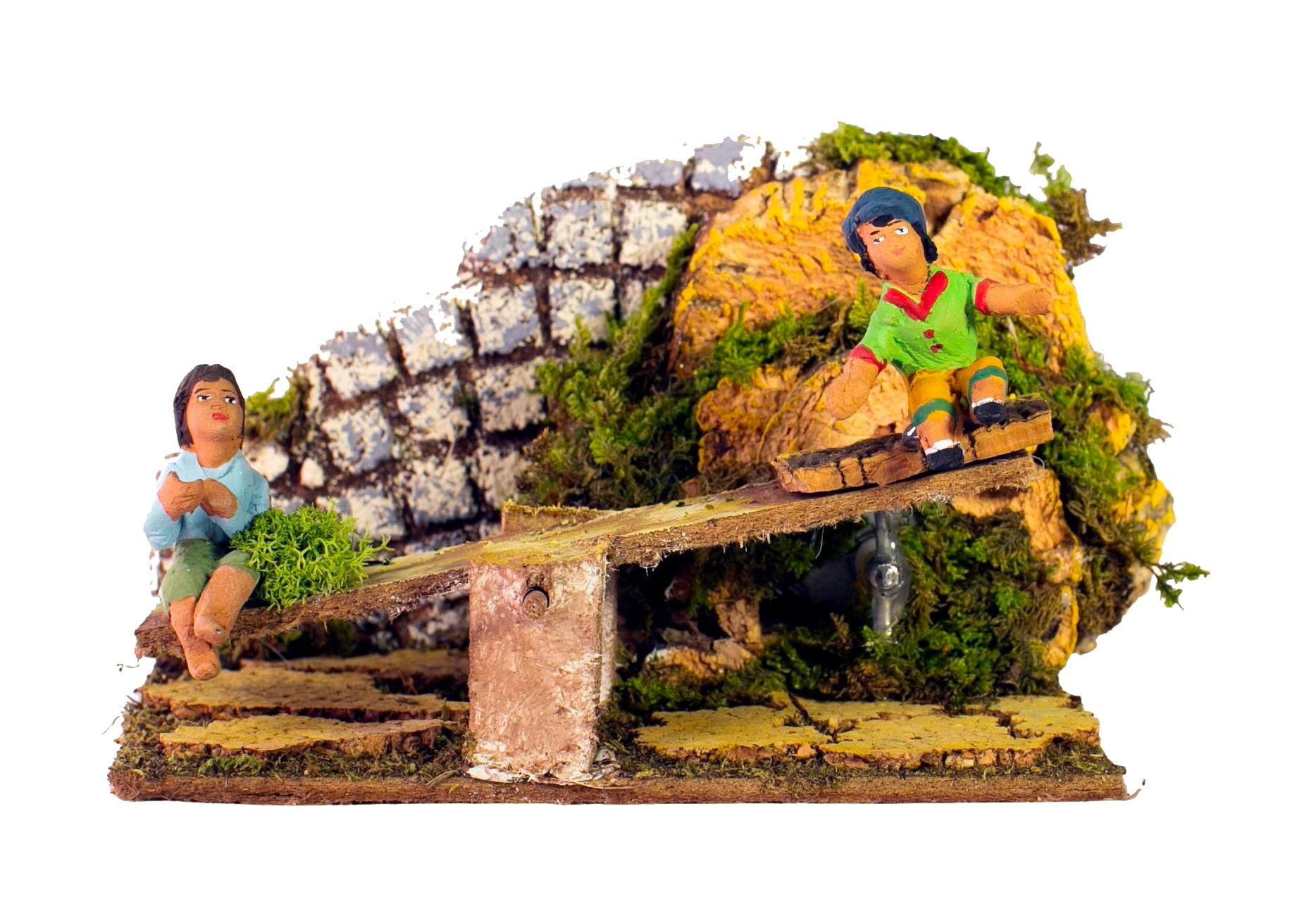 Bimbi Su Altalena In Movimento 15X10X8,5 Cm