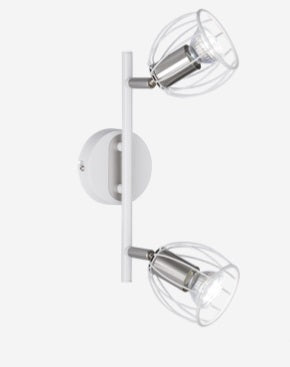 Spot 2 Luci Evian Gabbia Metallo. Description: Dimensions: 27.5 x 9.5 x 17 cm. Protection Level: IP20. Socket: GU10 28W. Bulbs not included (quantity: 2)., Dematteis.it