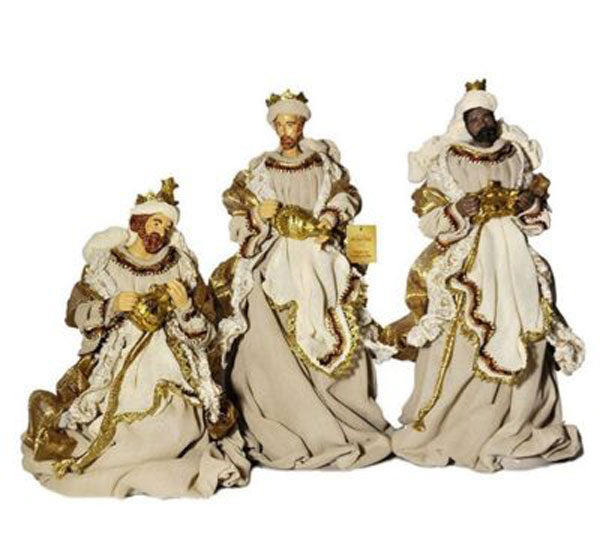 Re Magi Set 3 cm 35 MAGI figurine natalizie artigianali con teste e mani in porcellana dipinta - DeMatteis.it