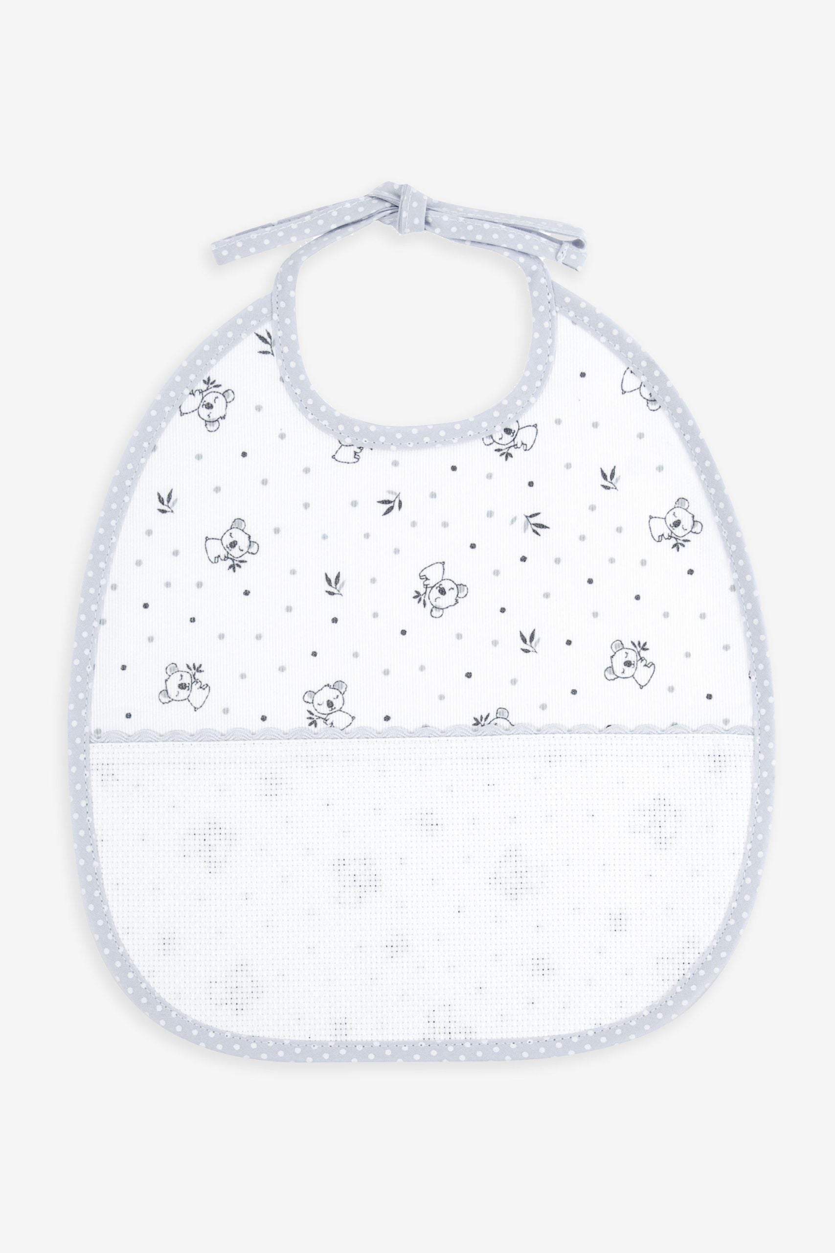 Bavaglino Dmc 6 Mesi Koala: Bavaglino in morbido cotone con simpatico motivo a koala, ideale per proteggere gli indumenti dei bambini durante i pasti. | Dematteis.it