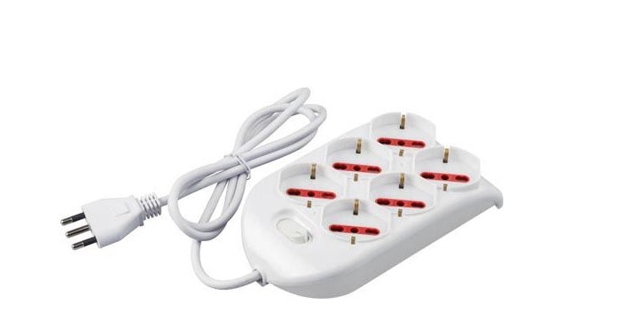 Multipresa 6 Posti 10/16A Bianco
